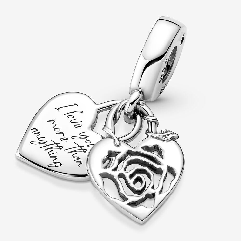Rose Heart Padlock dangle charm for women bracelet S925 Sterling Silver Gifts For Women / friend birthday Gifts