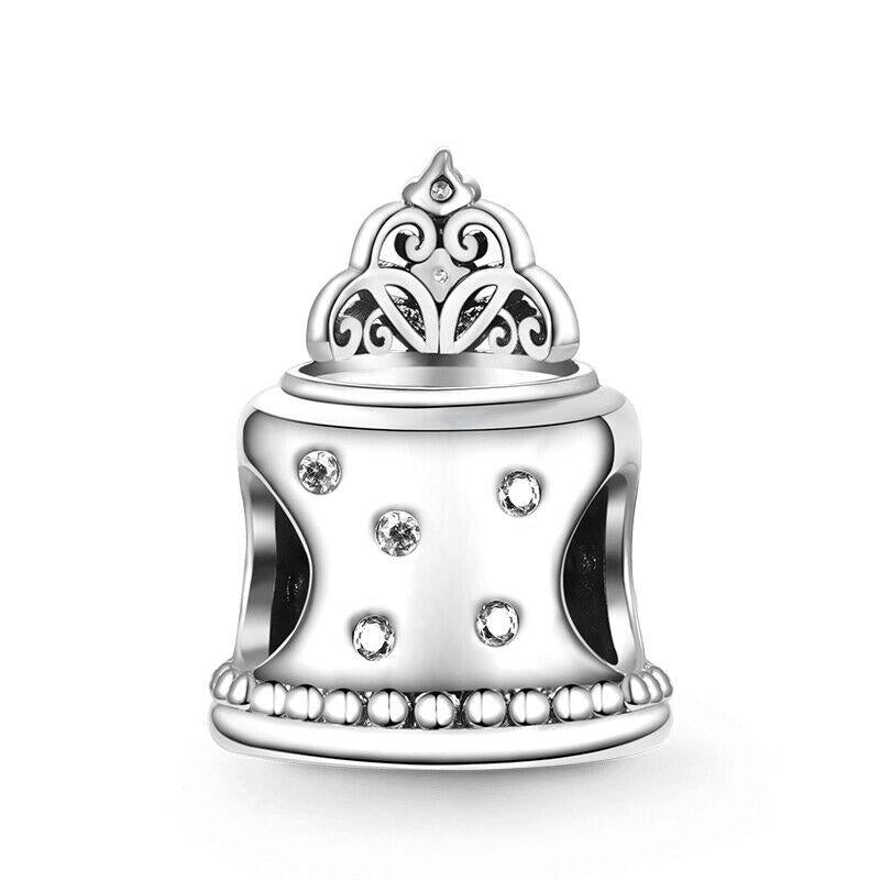 30th Birthday Cake Charm, Pink Accent, S925 Sterling Silver