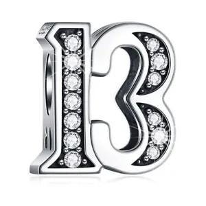 Sterling Silver Birthday Number Charm, Women's Bracelet Bead