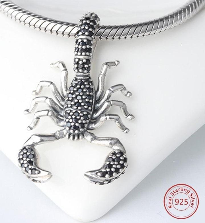 Black Scorpion Dangle Charm, S925 Sterling Silver Bead