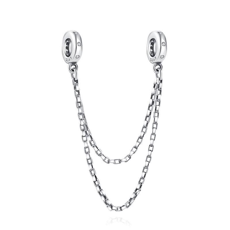 sparkling safety Chain bead dangle charm for women bracelet S925 Sterling Silver Gifts For Women / friend birthday gifts