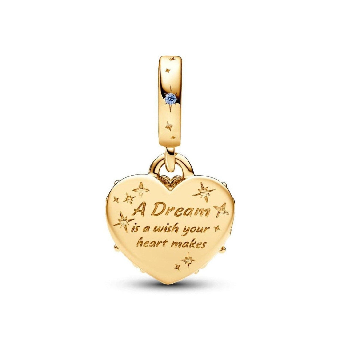 Cinderella Carriage Heart Dangle Charm, S925 Sterling Silver Bead