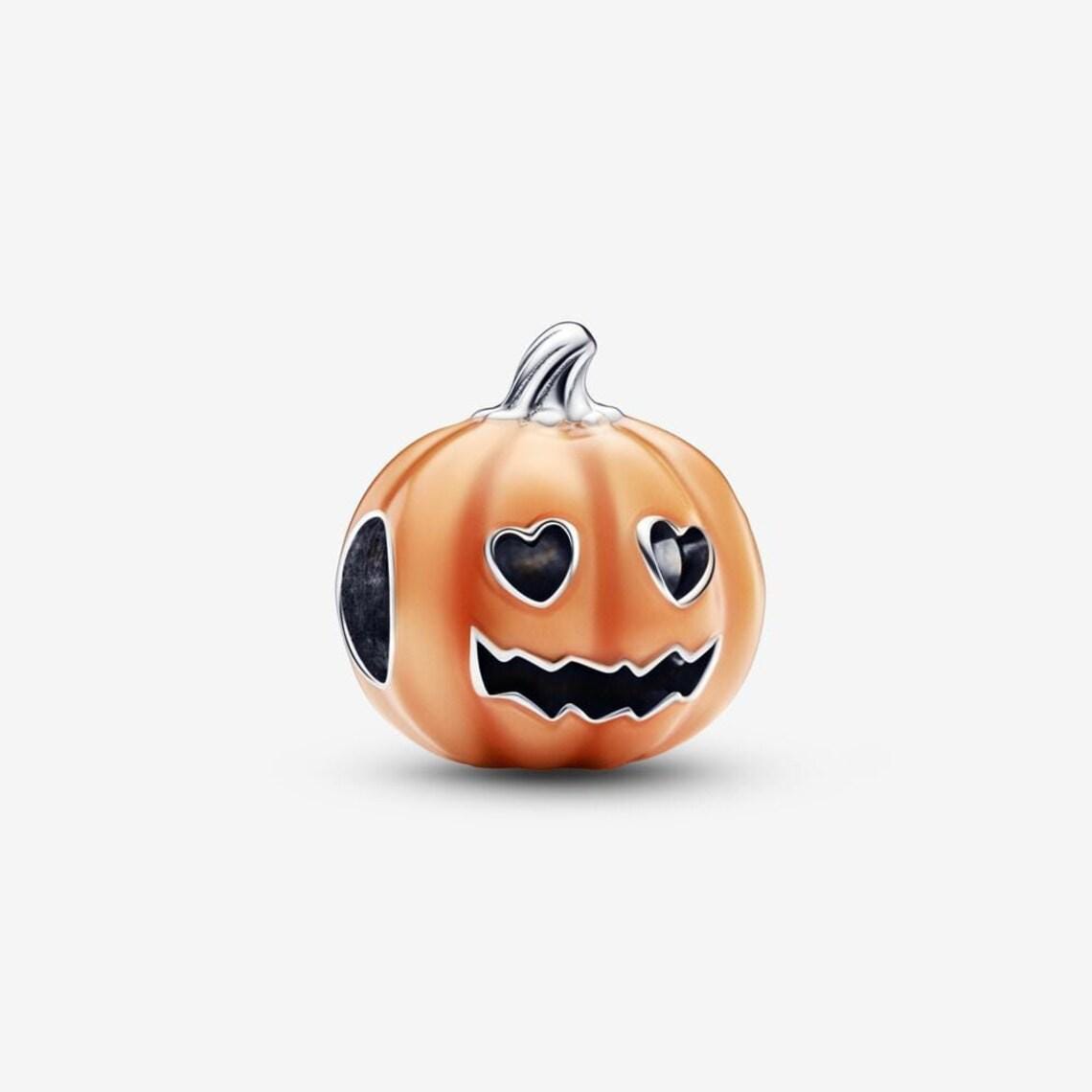 Spooky Pumpkin Charm, Halloween Bead, S925 Sterling Silver