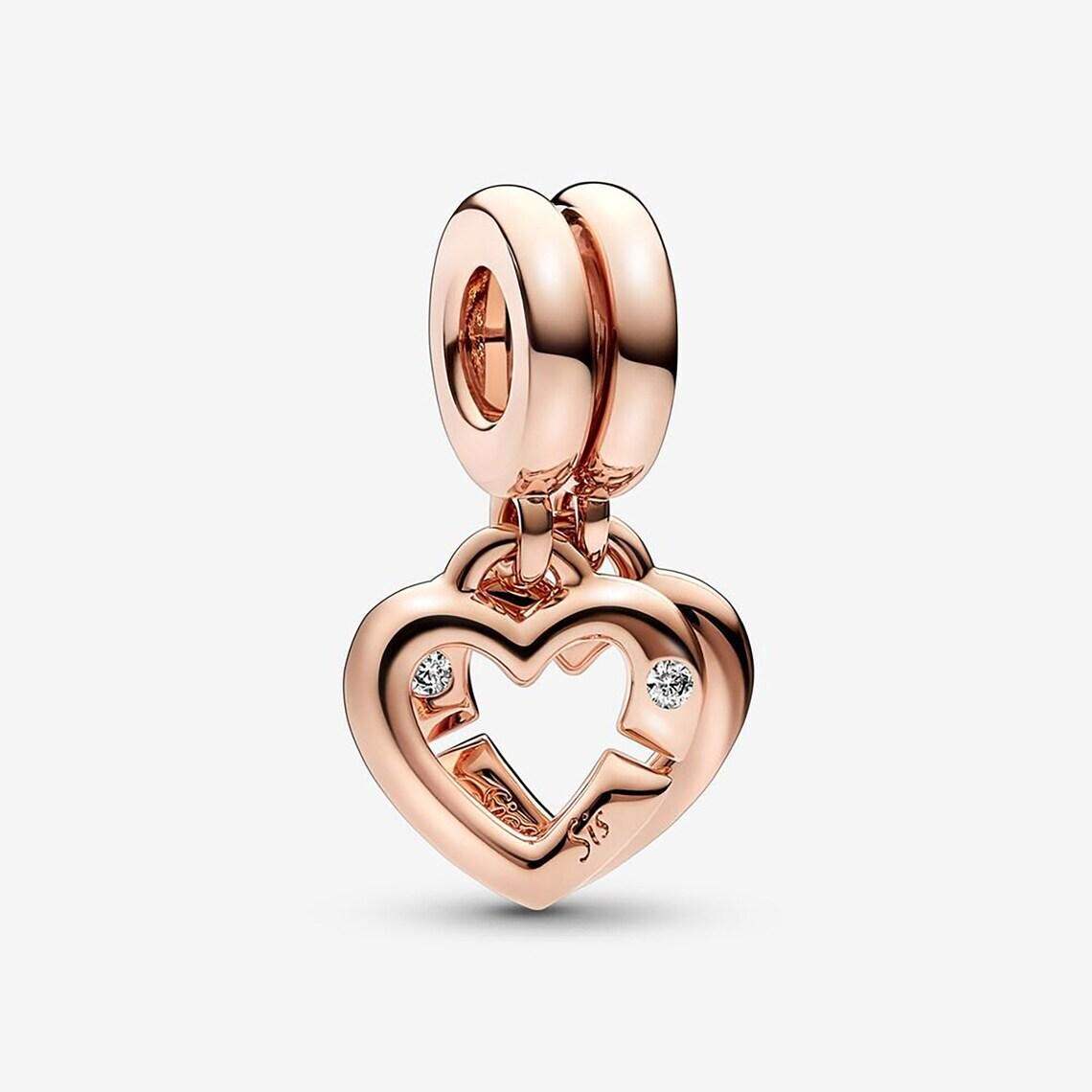 Rose gold LINKED SISTER SPLIT dangle charm for women bracelet S925 Sterling Silver Gifts For Women / friend birthday gifts
