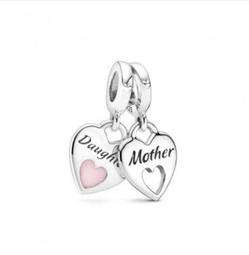 Mother Daughter S925 Sterling Silver Heart Charm