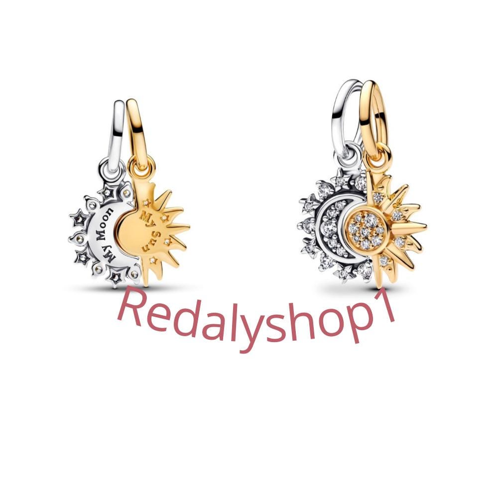 Splitable Sun & Moon Dangle Dangle charm for women bracelet S925 Sterling Silver / friend birthday gifts, Christmas gift