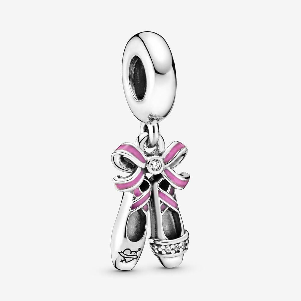 Pink Ballerina Shoes dangle bead charm for women bracelet S925 Sterling Silver Gifts For Women / friend birthday gifts Christmas