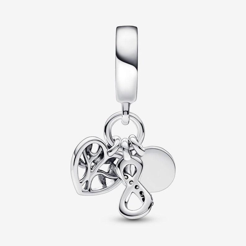 Sterling Silver Family Infinity Dangle Charm - Mother Daughter Gift