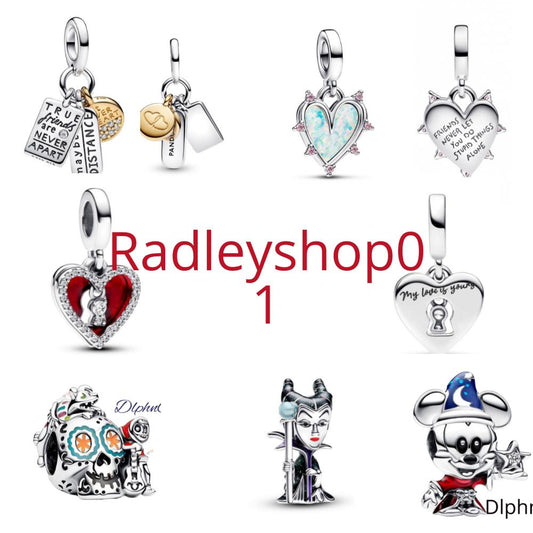 Friendship triple Double Dangle, Red Heart & Keyhole, villains charm for women bracelet S925 Sterling Silver Gifts For friend birthday