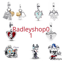 Friendship triple Double Dangle, Red Heart & Keyhole, villains charm for women bracelet S925 Sterling Silver Gifts For friend birthday