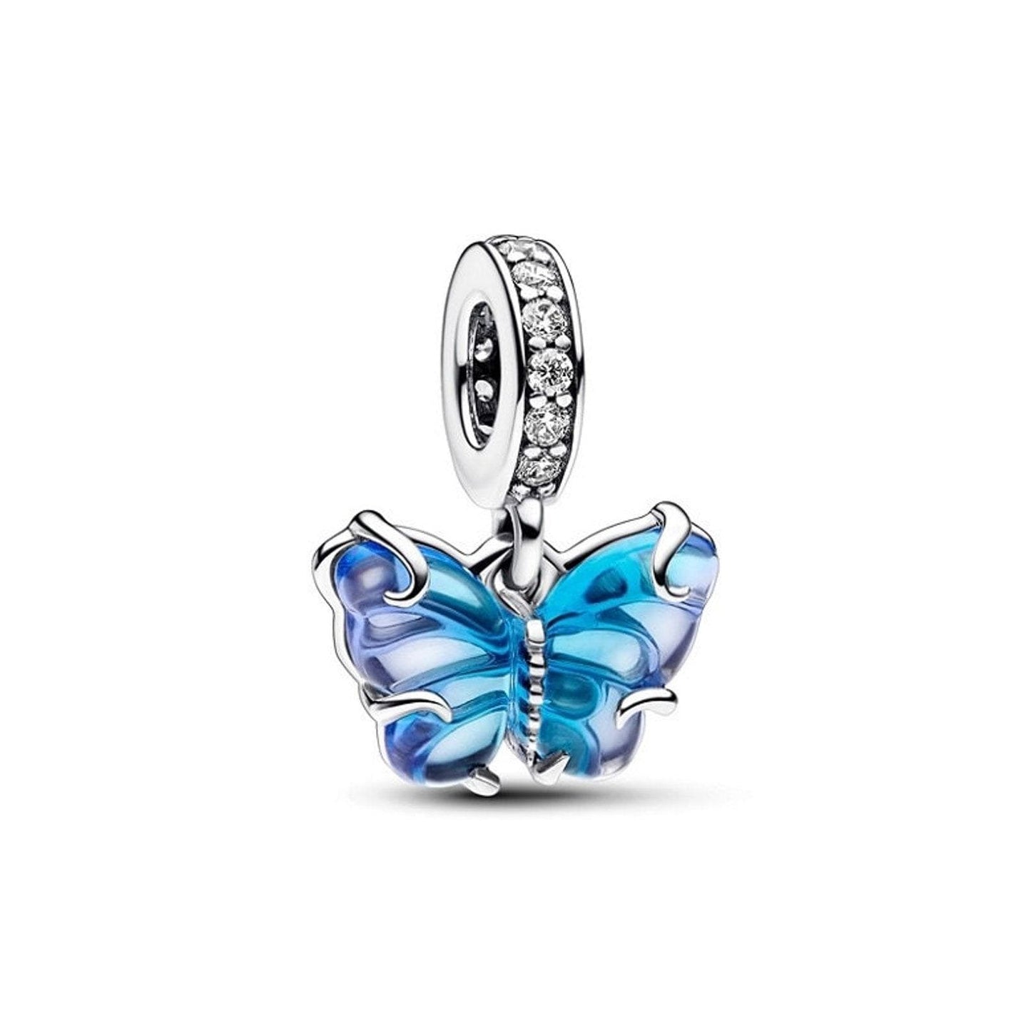 Blue Murano Glass Butterfly dangle charm for women bracelet S925 Sterling Silver Gifts For Women, friend birthday fits snake bracelet