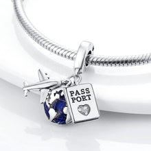 Sterling Silver Passport Airplane Travel Dangle Charm