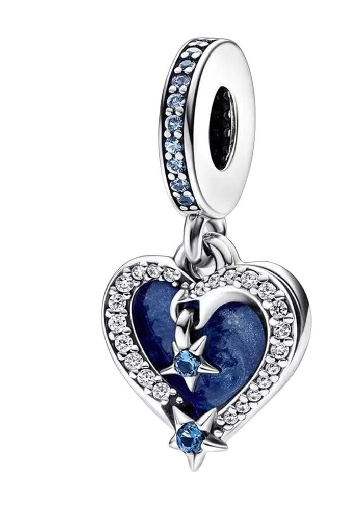 Celestial Shooting Star Heart Charm Christmas Occasions bead for women bracelet S925 Sterling Silver Women jewelry, friend birthday Gifts