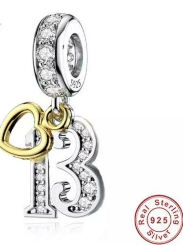 Golden Birthday Number Charm, S925 Sterling Silver, Milestone Bead