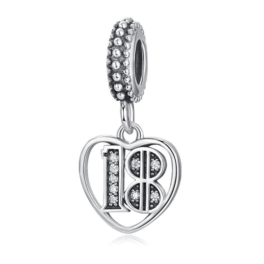 Sterling Silver Birthday Number Dangle Charm, Women's Bracelet Charm