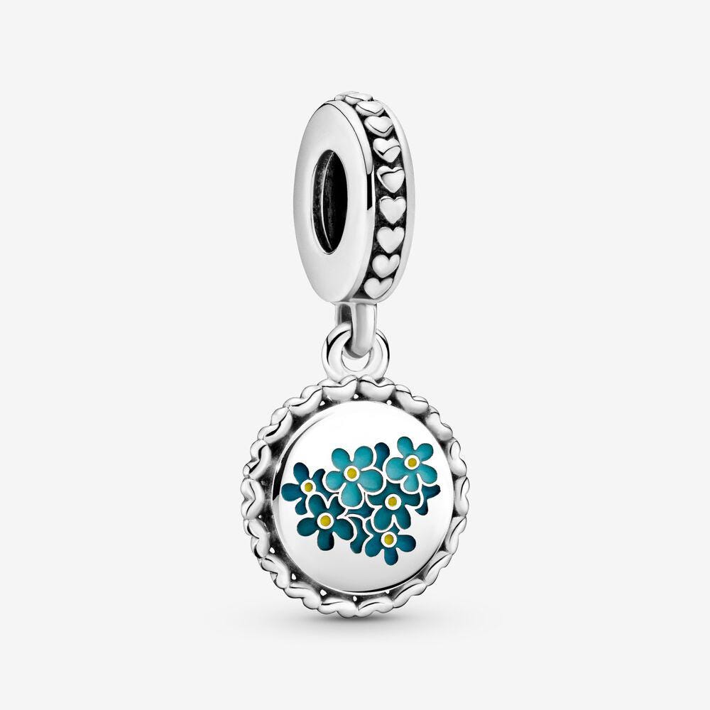 forget me not friendship dangle charm for women bracelet S925 Sterling Silver Gifts For Women / friend birthday  Gifts