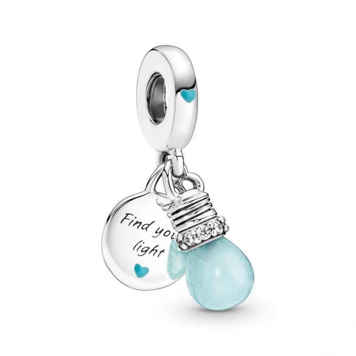 Light bulb Christmas Charm Dangle charm for women bracelet S925 Sterling Silver  / friend birthday gifts, Christmas gift