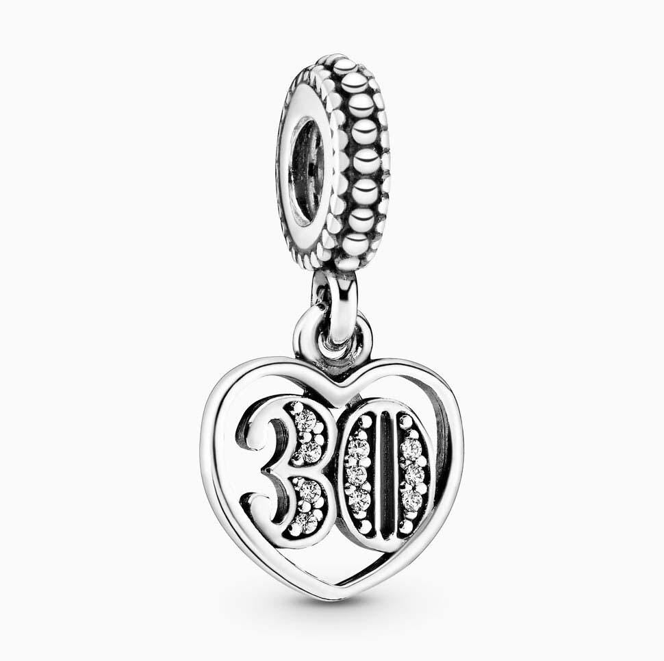 Sterling Silver Birthday Number Dangle Charm, Women's Bracelet Charm