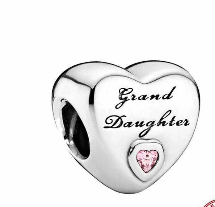 Granddaughter S925 Sterling Silver Heart Charm, Bracelet Bead