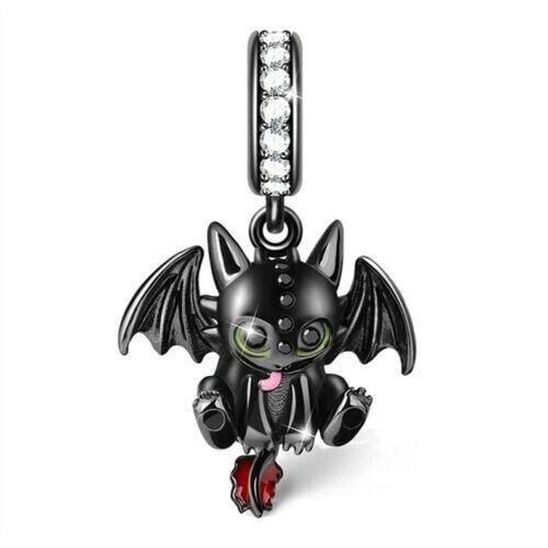 Black Dragon Dangle Charm, S925 Sterling Silver, Women's Bracelet