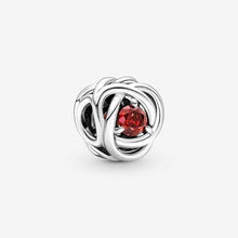 Sterling Silver Birthstone Charm, Eternity Circle Bead, Women's Bracelet