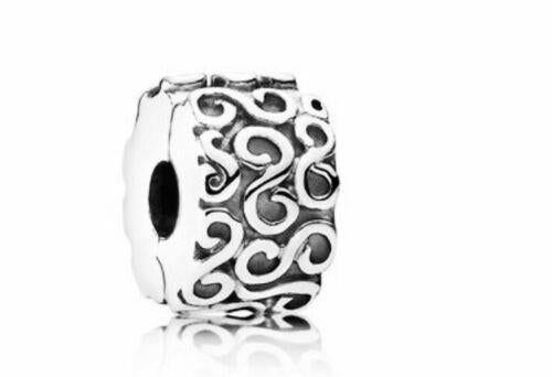 Sterling Silver Swirl Clip Charm, Pink Blue Turquoise Stopper