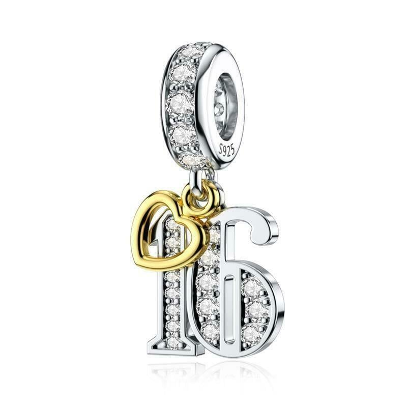 Golden Birthday Number Charm, S925 Sterling Silver, Milestone Bead