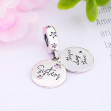 S925 Sterling Silver Sister Charm, Double Dangle Bracelet Charm