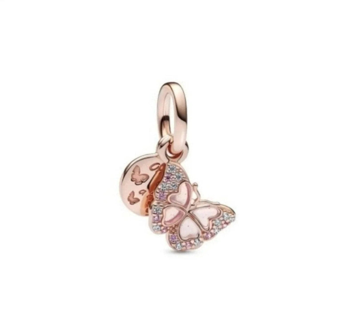 Rose gold Butterfly Dangle bead charm for women bracelet S925 Sterling Silver Gifts For Women / friend birthday ,Gifts, fits snake bracelet