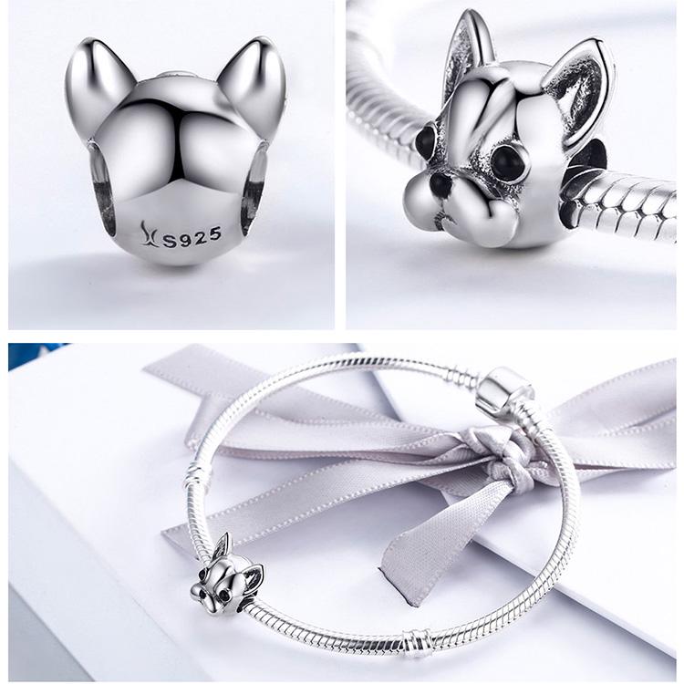 FRENCH BULLDOG  bead dangle charm for women bracelet S925 Sterling Silver Gifts For Women / friend birthday gifts