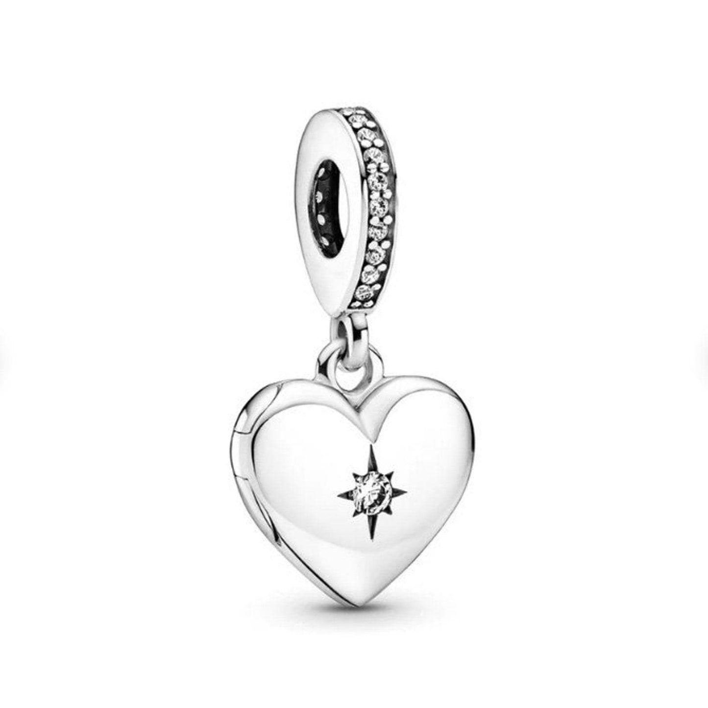Openable Heart Locket Dangle charm for women bracelet S925 Sterling Silver, friend birthday gift, fits snake bracelet, Christmas charm