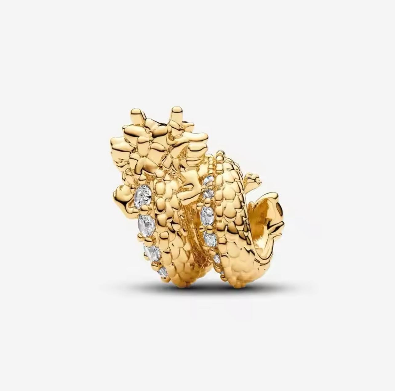 Sterling Silver Year of the Dragon Charm, Cubic Zirconia Dragon Bead