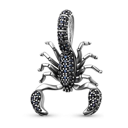 Black Scorpion Dangle Charm, S925 Sterling Silver Bead