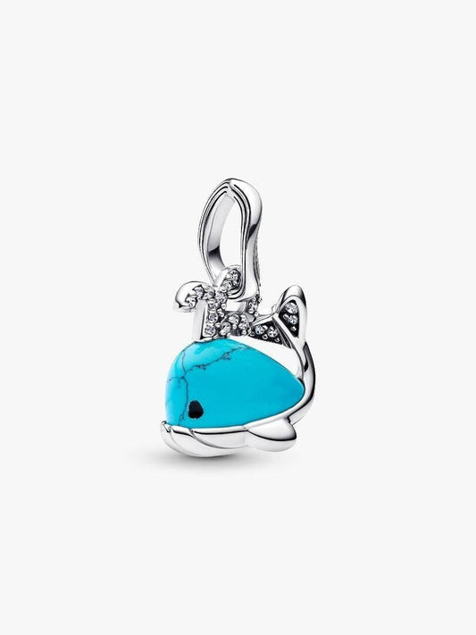 Turquoise-coloured Whale Dangle charm for women bracelet S925 Sterling Silver