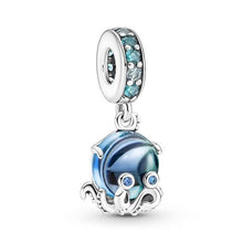Fish sea Turtle conch triple dangle , Auntie Edna, Murano Glass octopus charm for women bracelet S925 Sterling Silver Gifts, friend birthday
