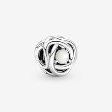 Sterling Silver Birthstone Charm, Eternity Circle Bead, Women's Bracelet