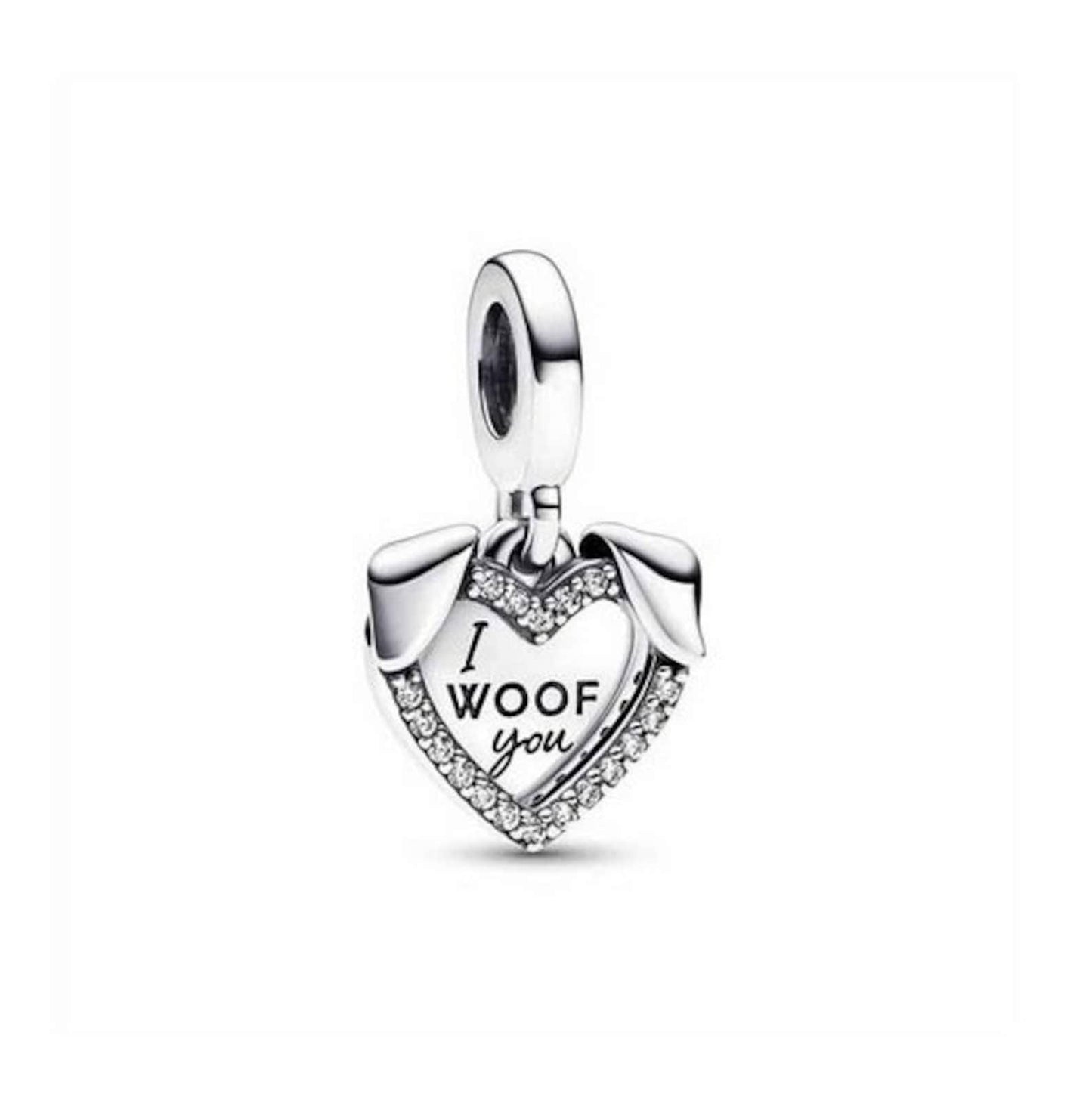 I woof you heart dog dangle bead charm for women bracelet S925 Sterling Silver Gift For Women / friend birthday Gifts