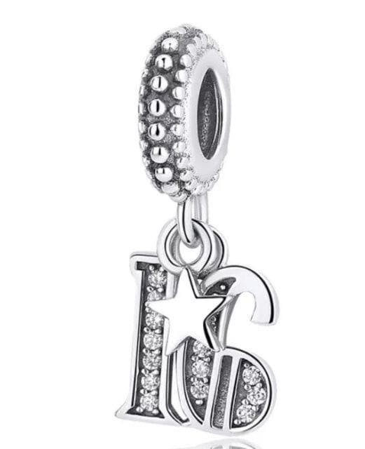 Sterling Silver Birthday Number Dangle Charm, Women's Bracelet Charm