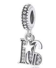 Sterling Silver Birthday Number Dangle Charm, Women's Bracelet Charm