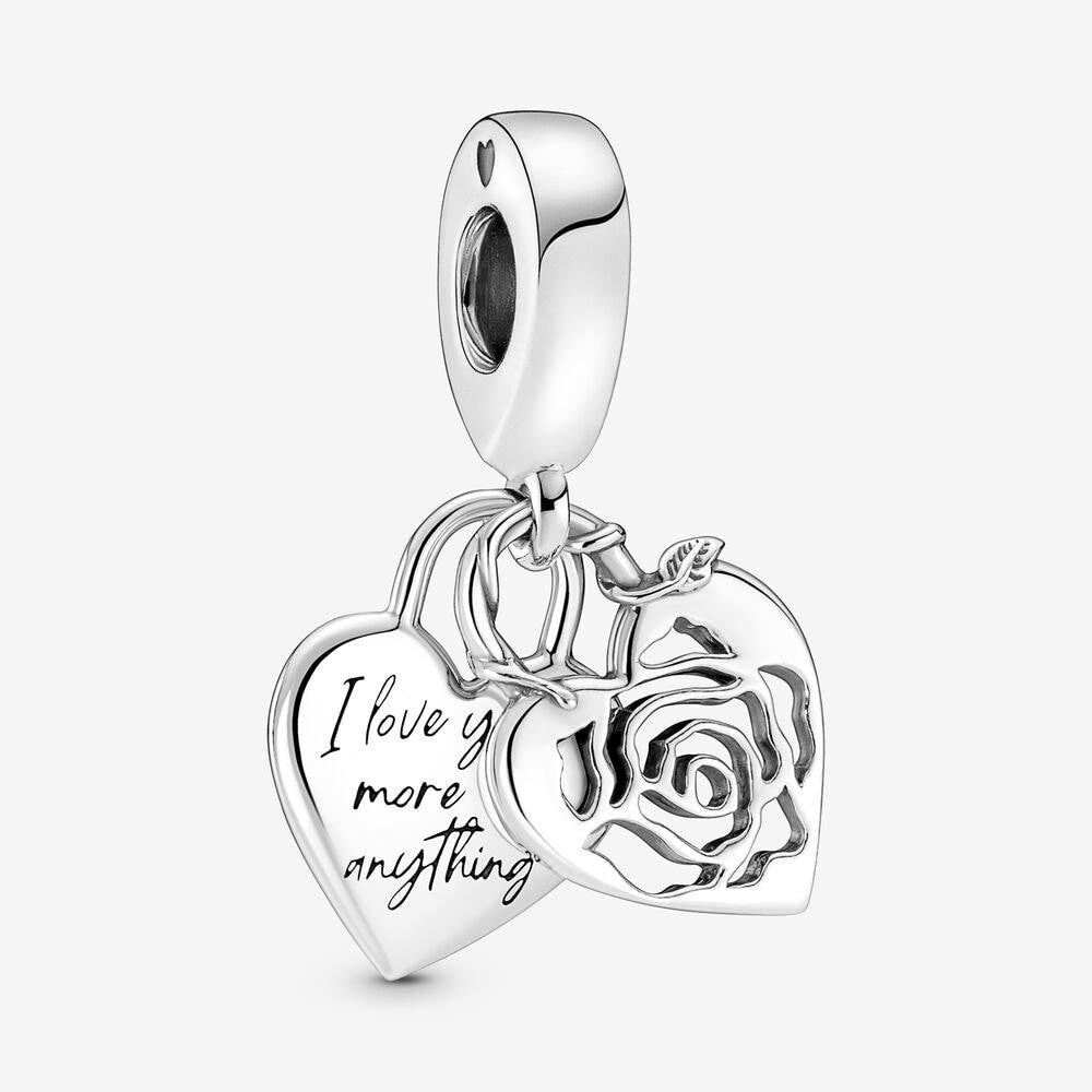Rose Heart Padlock dangle charm for women bracelet S925 Sterling Silver Gifts For Women / friend birthday  Gifts