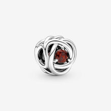 Sterling Silver Birthstone Charm, Eternity Circle Bead, Women's Bracelet