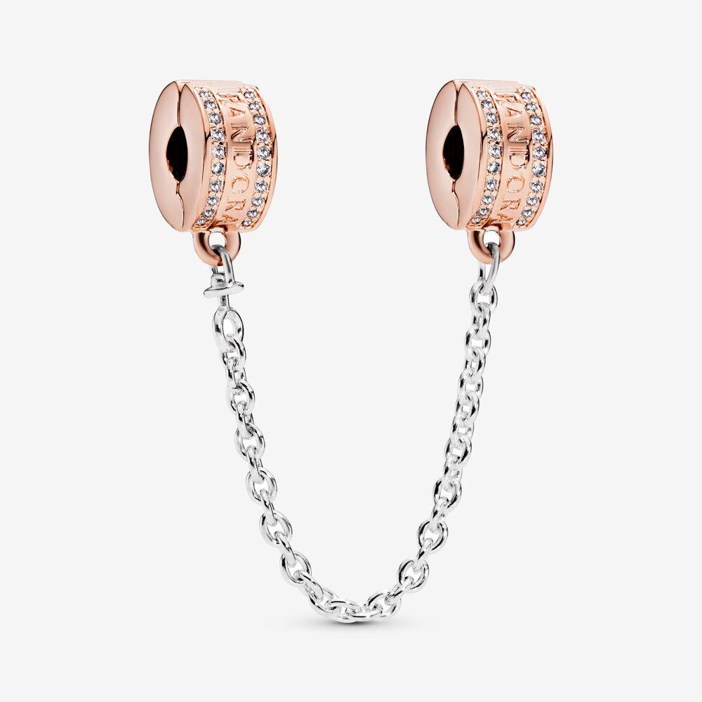 Logo safety chain, rose gold , elegance, family heart safety charm for women bracelet S925 Sterling Silver Gifts For Women / friend birthday