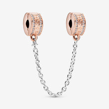 Logo safety chain, rose gold , elegance, family heart safety charm for women bracelet S925 Sterling Silver Gifts For Women / friend birthday