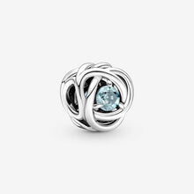 Sterling Silver Birthstone Charm, Eternity Circle Bead, Women's Bracelet