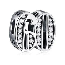 Sterling Silver Birthday Number Charm, Women's Bracelet Bead
