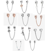 Logo safety chain, rose gold , elegance, family heart safety charm for women bracelet S925 Sterling Silver Gifts For Women / friend birthday