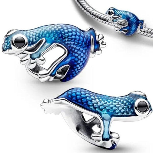Gecko blue bead charm for women bracelet S925 Sterling Silver Gift For Women / friend birthday Gifts