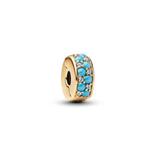 Aqua Blue Clip Charm for women bracelet S925 Sterling Silver Christmas gift