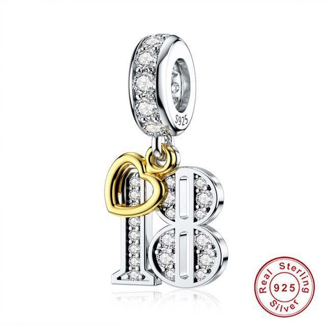 Golden Birthday Number Charm, S925 Sterling Silver, Milestone Bead