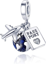 Sterling Silver Passport Airplane Travel Dangle Charm